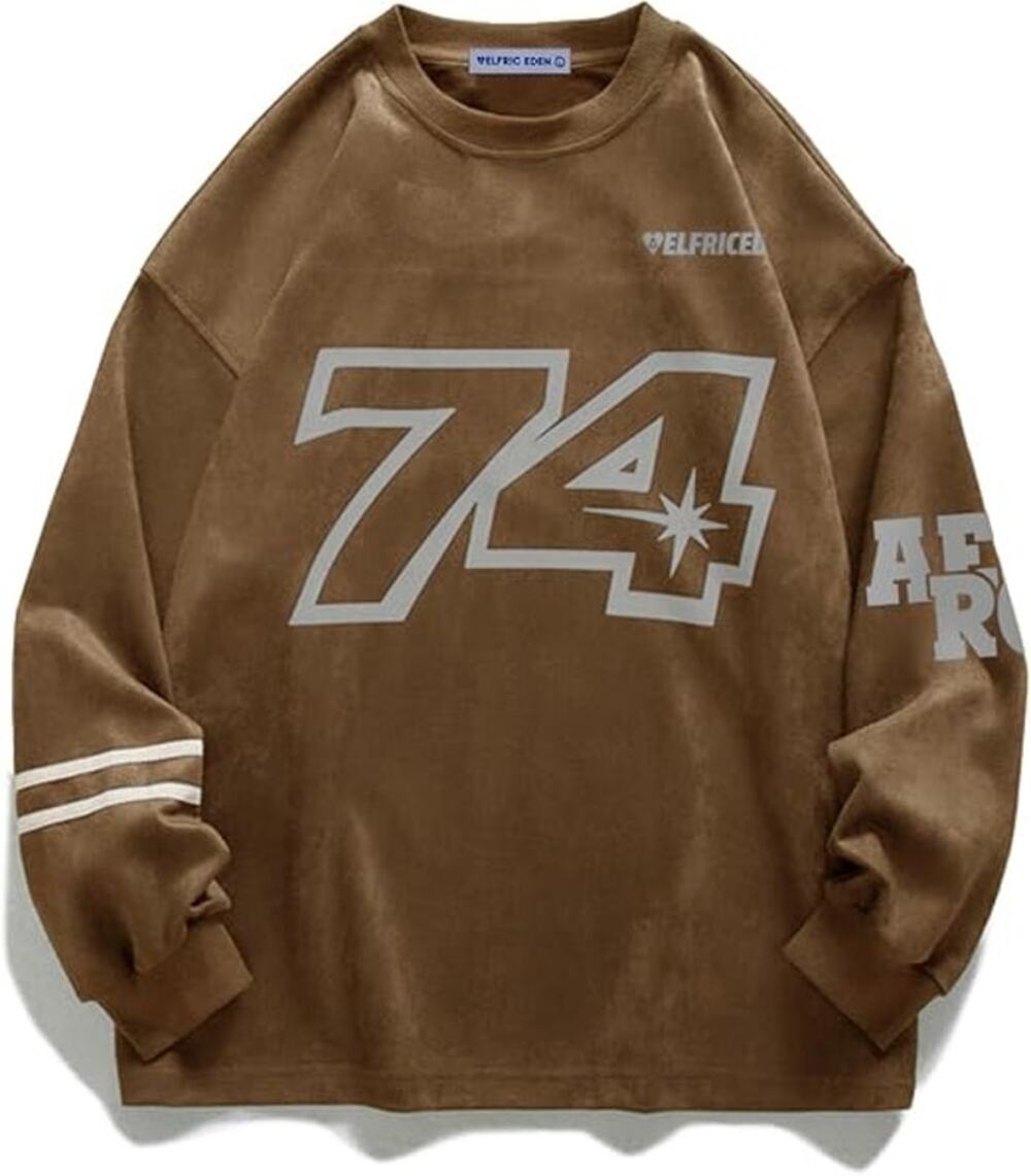 Aelfric Eden Japanese 74 Long Sleeves Oversized Graphic Sweatshirt Brown Mens XL